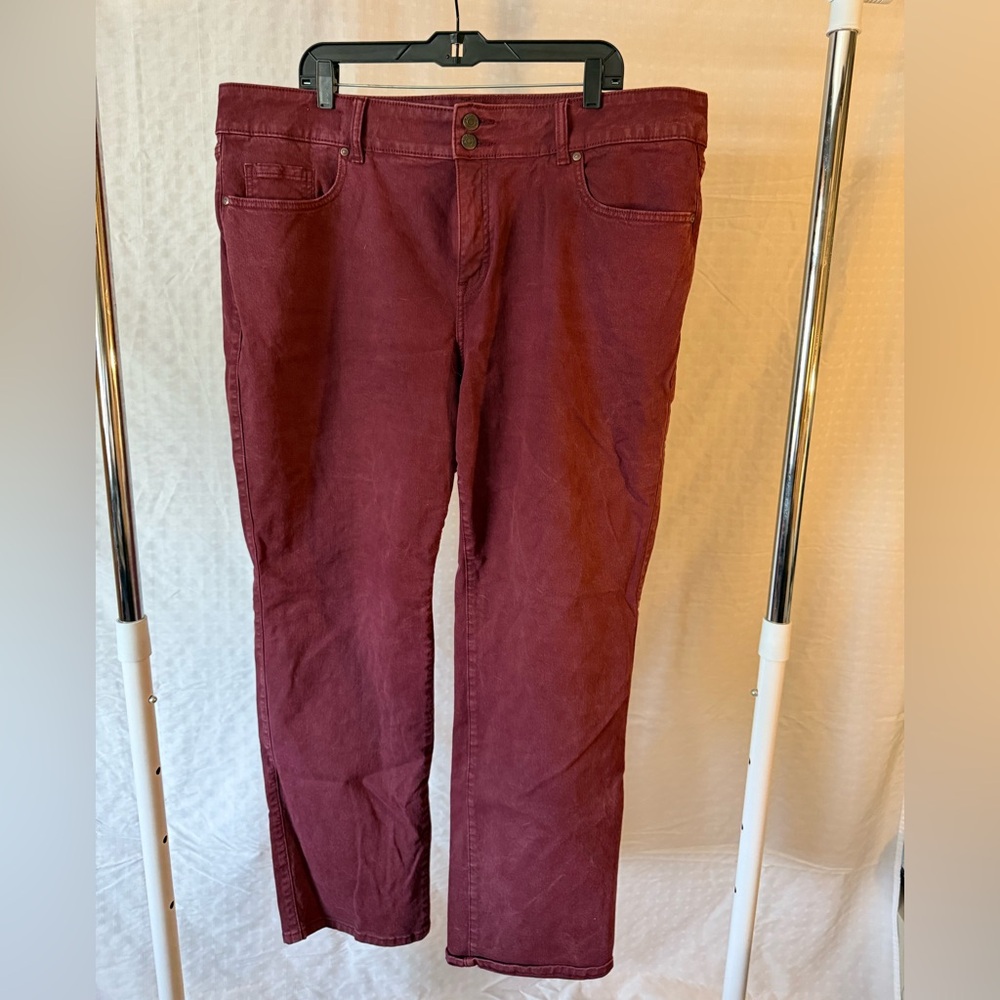 Lane Bryant High Rise Tighter Tummy Straight Leg Maroon Jeans